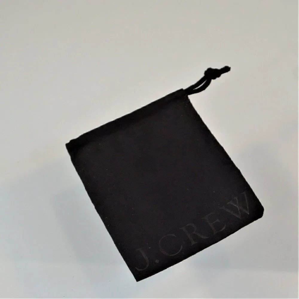 J Crew Drawstring Pouch Jewelry Dust Bag Black Sueded Fabric 4.75 x 4 in